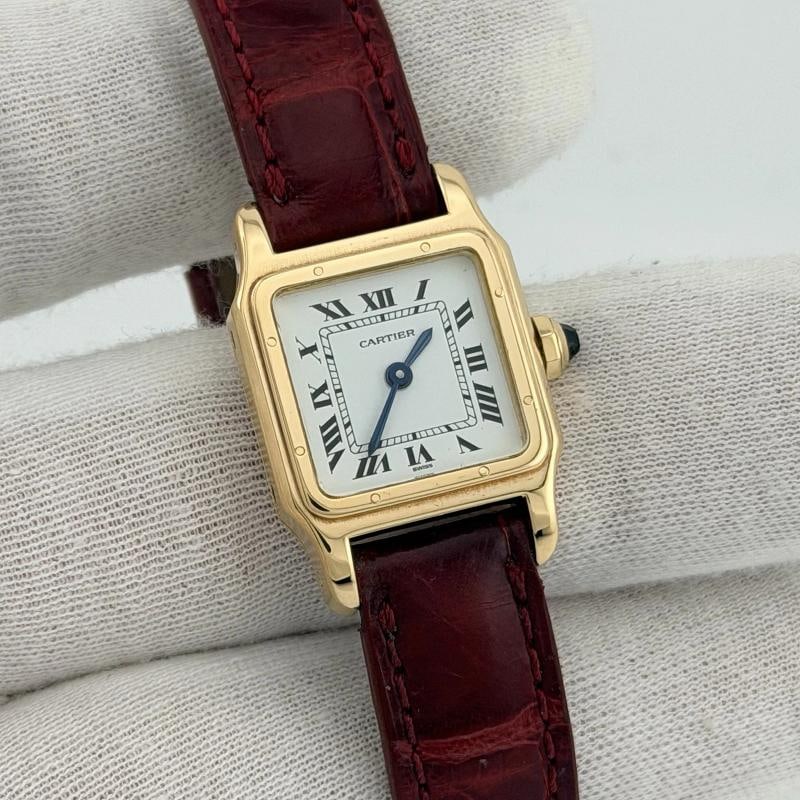 Vintage Cartier Santos Dumont Ladies 78098 White Dial 18k Yellow Gold Box Papers - 3