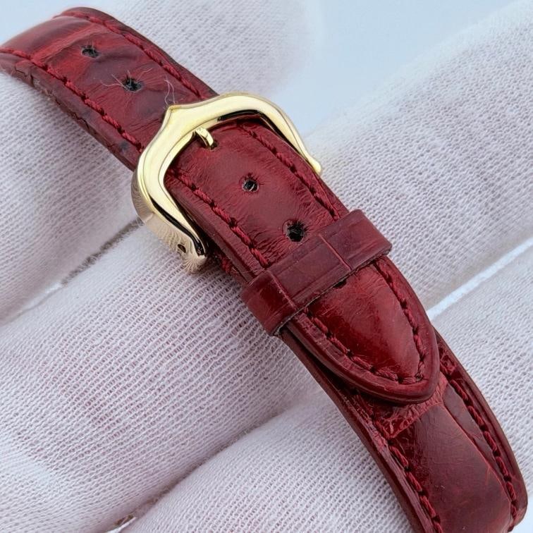 Vintage Cartier Santos Dumont Ladies 78098 White Dial 18k Yellow Gold Box Papers - 8