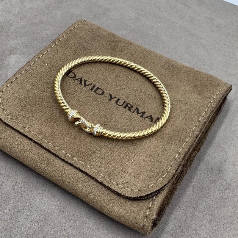 David Yurman Buckle CablespiraÃ‚Â® Bracelet in 18K YG w/ Diamonds 3.5mm size-M - 3