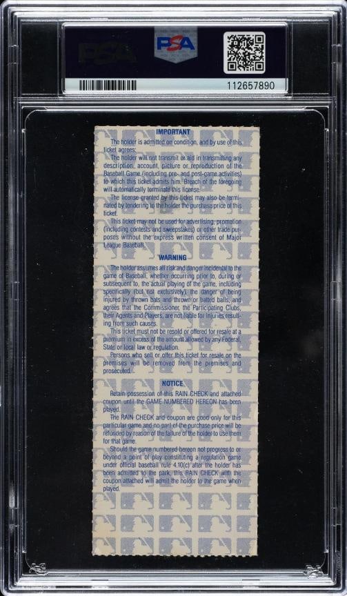 Mookie Wilson Signed 1986 World Series Game 6 Ticket PSA DNA Bill Buckner Game - 2