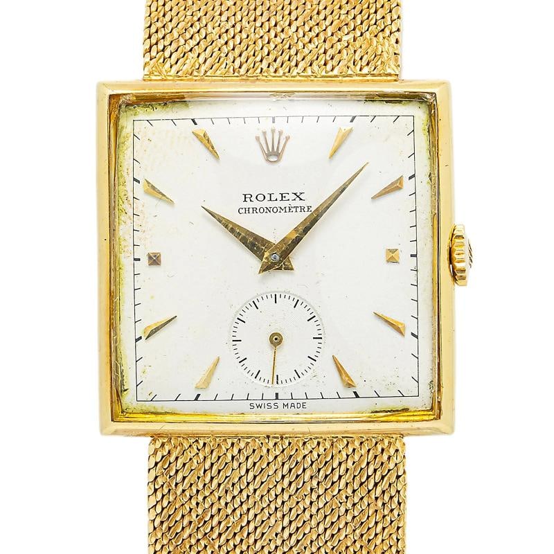 Rolex Chronometre 4330 Jumbo Square Vintage 18k Yellow Manual Watch 29mm - 2