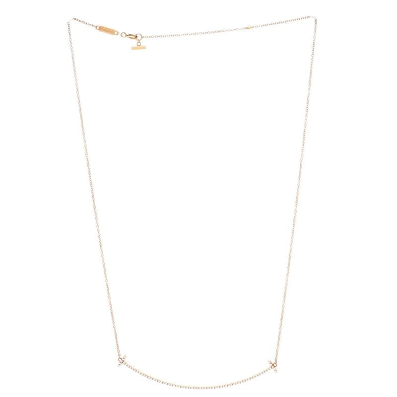 Tiffany & Co. T Smile Pendant Necklace 18K Rose Gold with Diamonds Large - 3