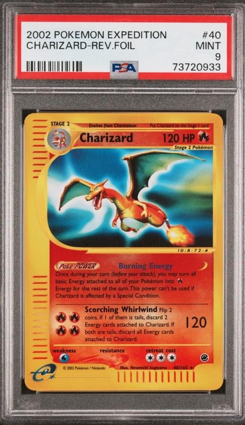 2002 Pokemon Expedition Base Set Charizard #40 Reverse Holo Rare PSA 9 LOW POP: Condition: Graded - PSA 9: Professionally graded ,Attribute/MTG:Color: Fire,Speciality: Vintage,Character: Charizard,Creature/Monster Type: Dragon,Year Manufactured: 2002,Features: Chase, Extended Art