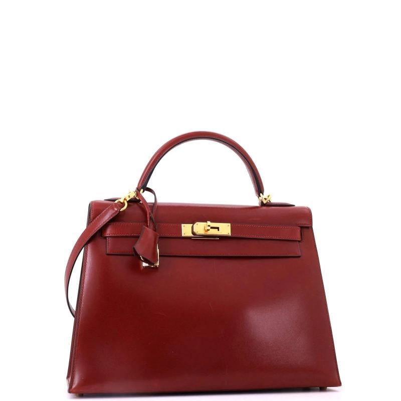 Hermes Kelly Handbag Red Box Calf with Gold Hardware 32 - 2