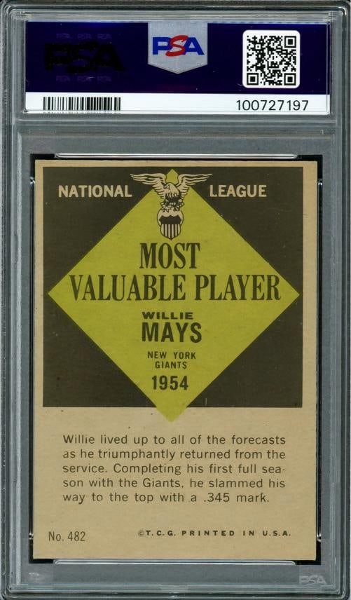 Willie Mays Signed 1961 Topps Card 482 Giants Vintage Sig PSA/DNA #100727197 - 2