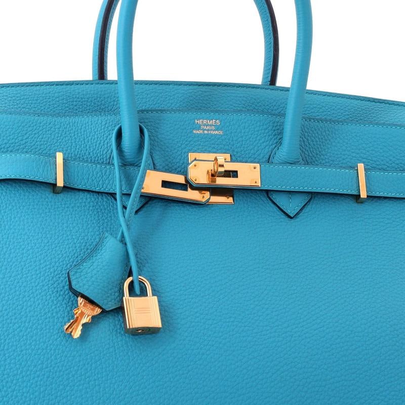 Hermes Birkin Handbag Blue Togo with Gold Hardware 35 - 6