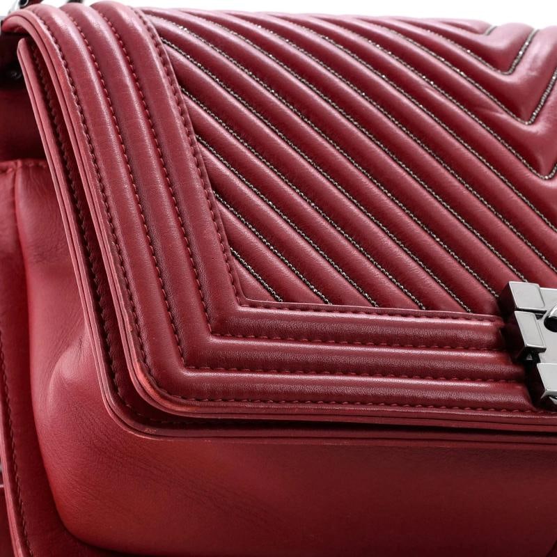 Chanel Boy Flap Bag Chevron Calfskin with Micro Chain Detail Old Medium - 6