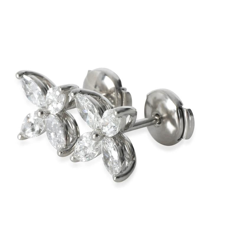 Tiffany & Co. Platinum Diamond Large Model Victoria Earrings - 2