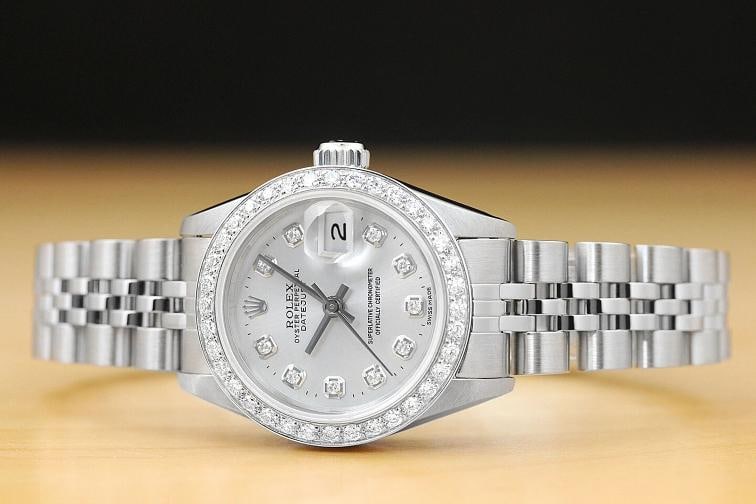 ROLEX LADIES DATEJUST QUICKSET 18K WHITE GOLD DIAMOND STEEL SILVER DIAL WATCH - 3