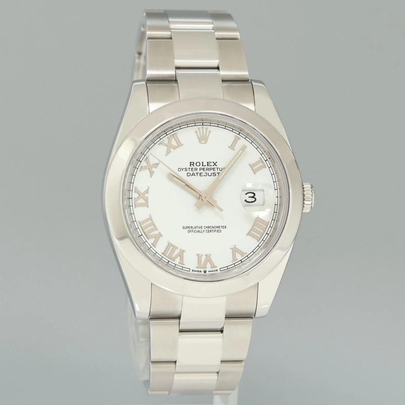 MINT 2023 NEW PAPERS Rolex DateJust 41 Steel 126300 White Roman Oyster Watch Box - 3