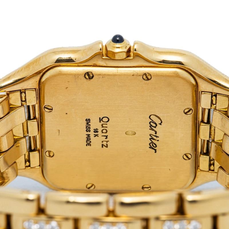 Cartier Panthere Diamond Bezel 18k YG Cream Dial Quartz Women's Watch 28mm - 6
