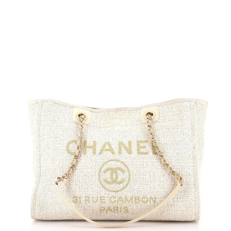 Chanel Deauville Tote Raffia with Glitter Detail Small: Condition: Pre-owned - Good,Brand: Chanel,Exterior Material: Raffia,Style: Totes,Exterior Color: Neutral,Department: Women,Size: Small