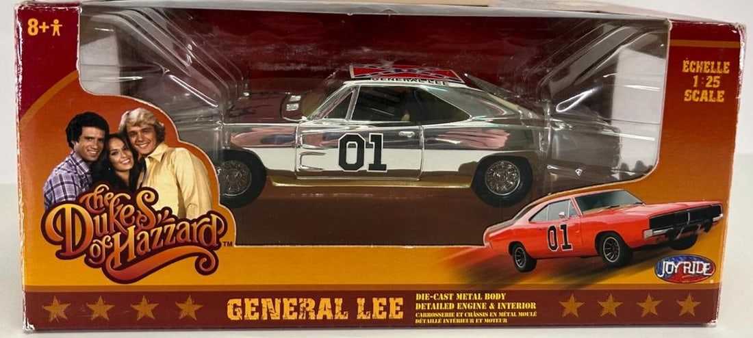 WOPAT BACH SCHNEIDER 1:25 Signed Chrome General Lee Dukes of Hazzard Car JSA COA - 2
