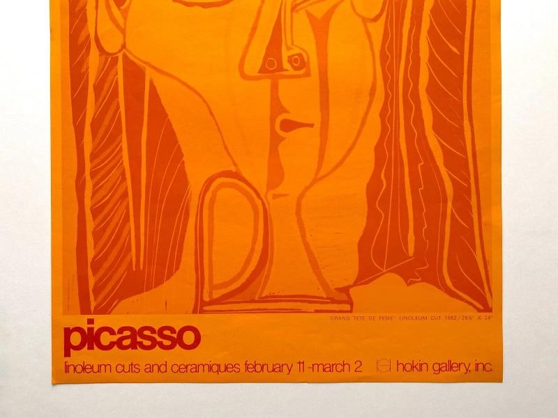 PABLO PICASSO RARE 1970 MCM LITHOGRAPH PRINT EXHIBIT POSTER " TETE FEME " 1962 - 4