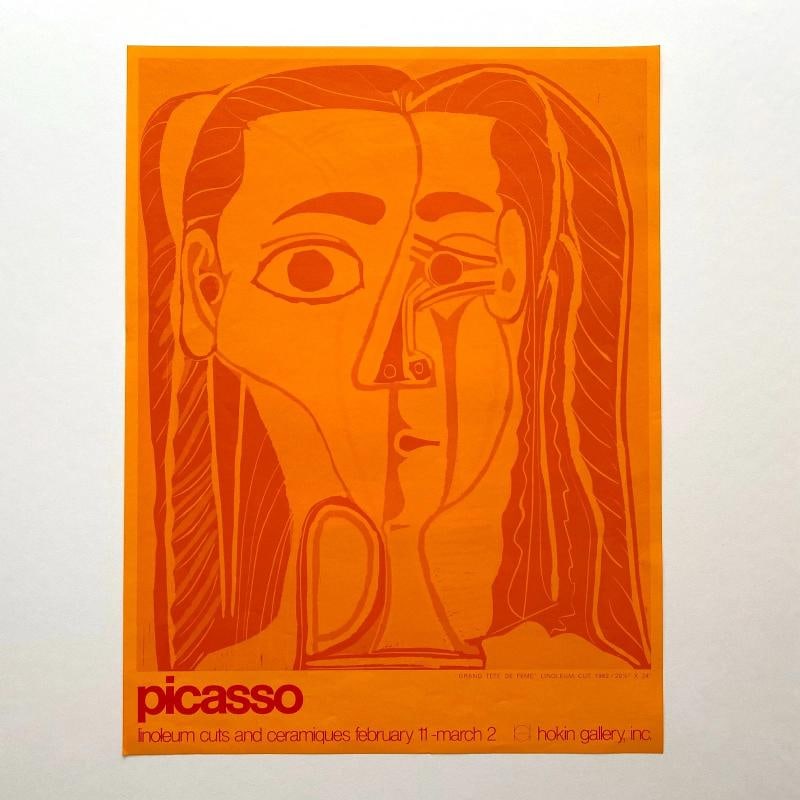 PABLO PICASSO RARE 1970 MCM LITHOGRAPH PRINT EXHIBIT POSTER " TETE FEME " 1962 - 5