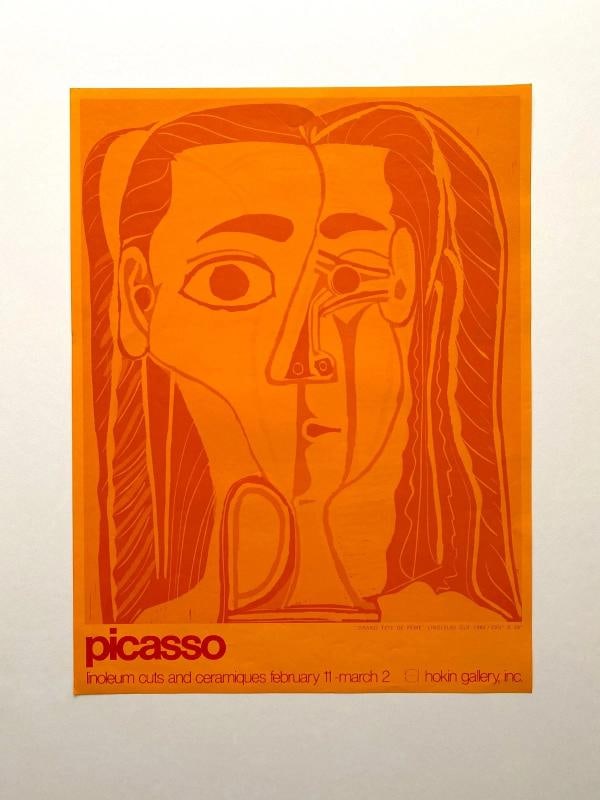 PABLO PICASSO RARE 1970 MCM LITHOGRAPH PRINT EXHIBIT POSTER " TETE FEME " 1962 - 9
