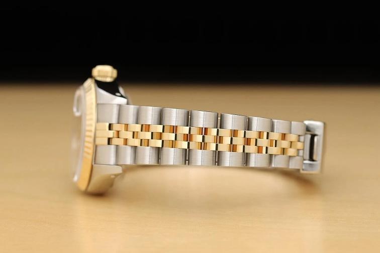 ROLEX LADIES DATEJUST 69173 PINK MOTHER OF PEARL ROMAN DIAL 18K GOLD STEEL WATCH - 5