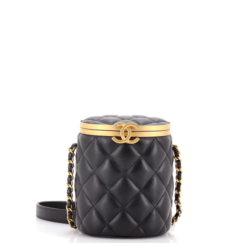 Chanel Crown Box Vanity Bag Quilted Lambskin Mini: Condition: Pre-owned - Good,Brand: Chanel,Exterior Material: Leather,Style: Shoulder Bags,Exterior Color: Black,Department: Women,Size: Mini