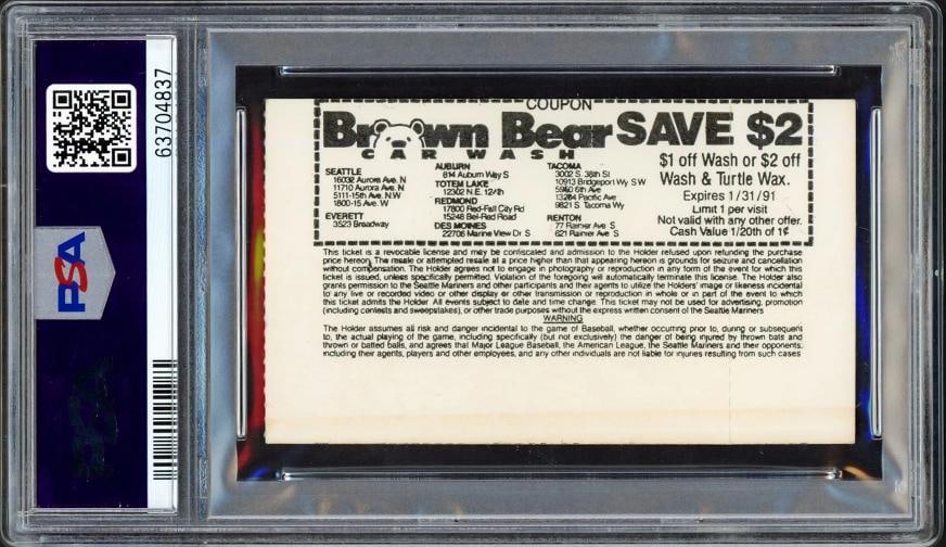 Randy Johnson Auto 1st No Hitter Ticket Stub June 2nd, 1990 PSA 8 Sig 10 PSA/DNA - 2