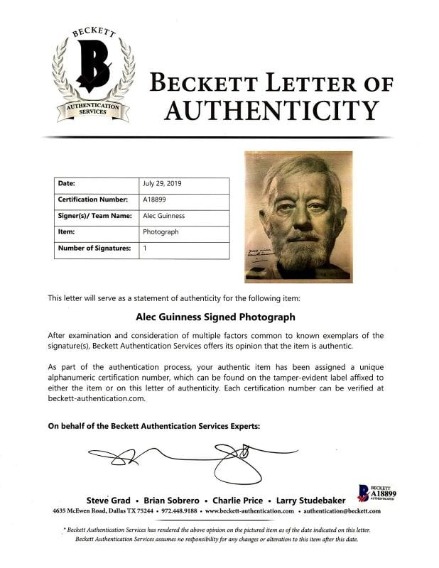 ALEC GUINNESS Signed Autographed "OBI-WAN KENOBI" 8x10 Photo Beckett BAS Slabbed - 4