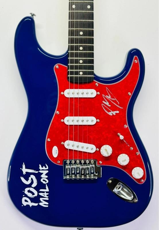POST MALONE Signed Autograph Electric Guitar JSA COA: Industry: Music,Signed: Yes,Autograph Authentication: James Spence (JSA),Object Type: Guitar & Guitar Pick,Original/Reproduction: Original,Country of Origin: United States