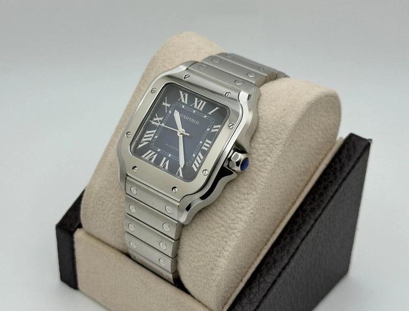 Cartier Santos Medium 35.1mm WSSA0063 Blue Dial Steel Extra Band Box Paper - 5
