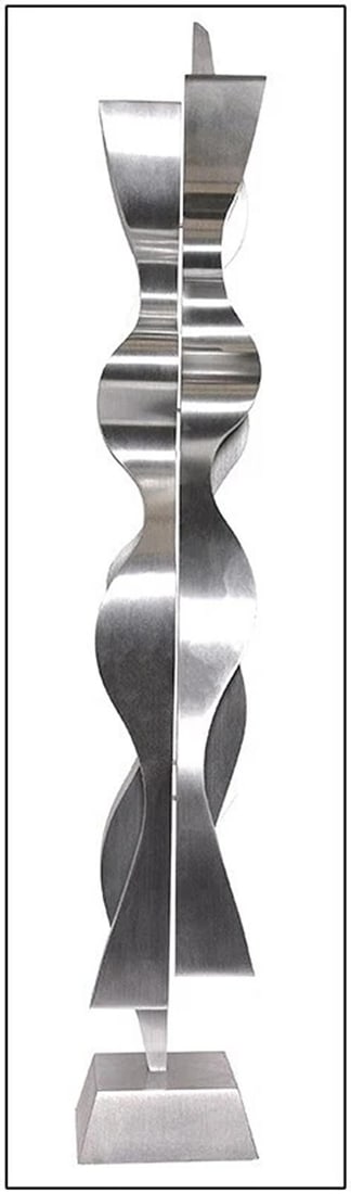 Lyle London Original Bronze Steel Sculpture Signed Undulating Column Signed Art - 4