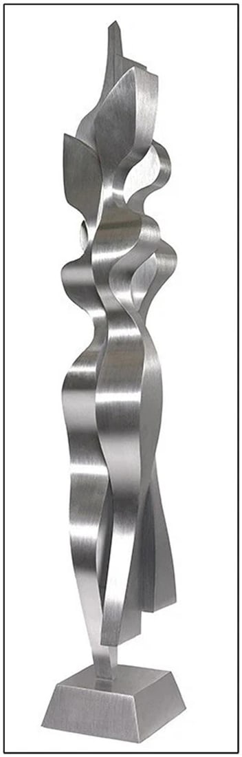 Lyle London Original Bronze Steel Sculpture Signed Undulating Column Signed Art - 5