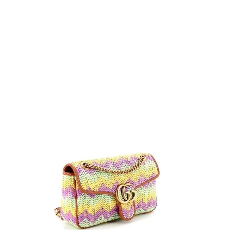 Gucci GG Marmont Flap Bag Woven Raffia Small - 2