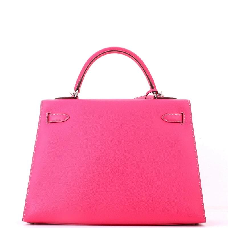 Hermes Kelly Handbag Pink Epsom with Palladium Hardware 32 - 3