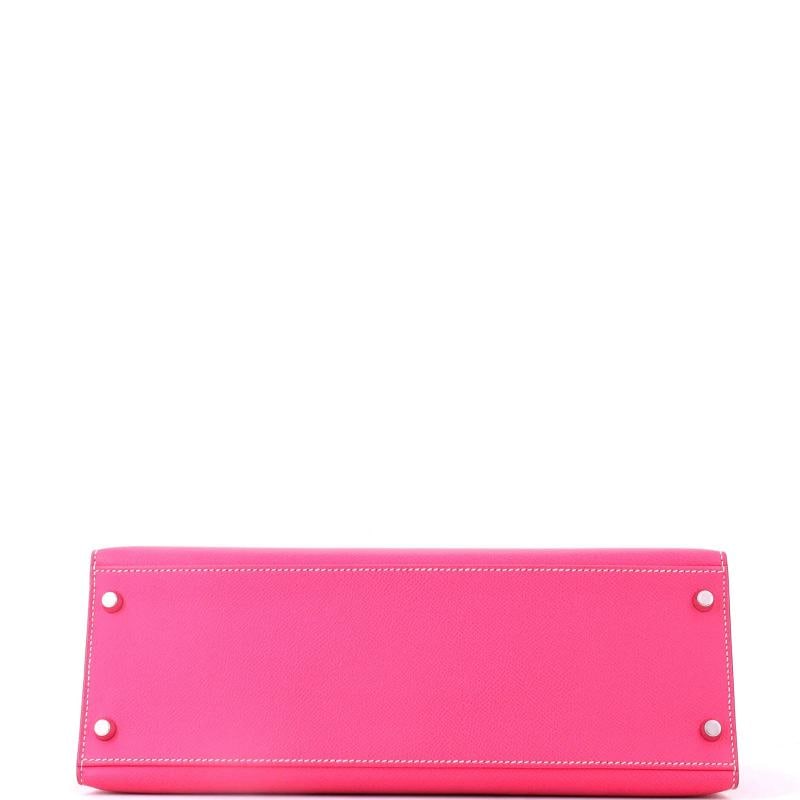 Hermes Kelly Handbag Pink Epsom with Palladium Hardware 32 - 4