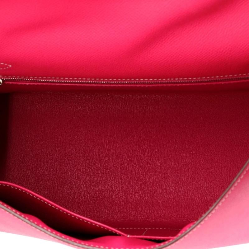 Hermes Kelly Handbag Pink Epsom with Palladium Hardware 32 - 5