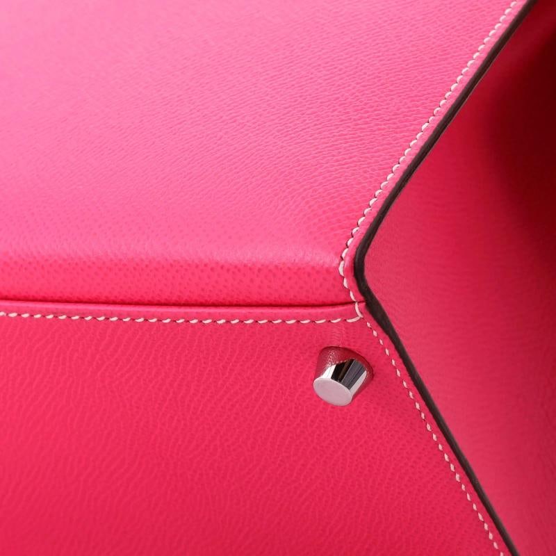 Hermes Kelly Handbag Pink Epsom with Palladium Hardware 32 - 8