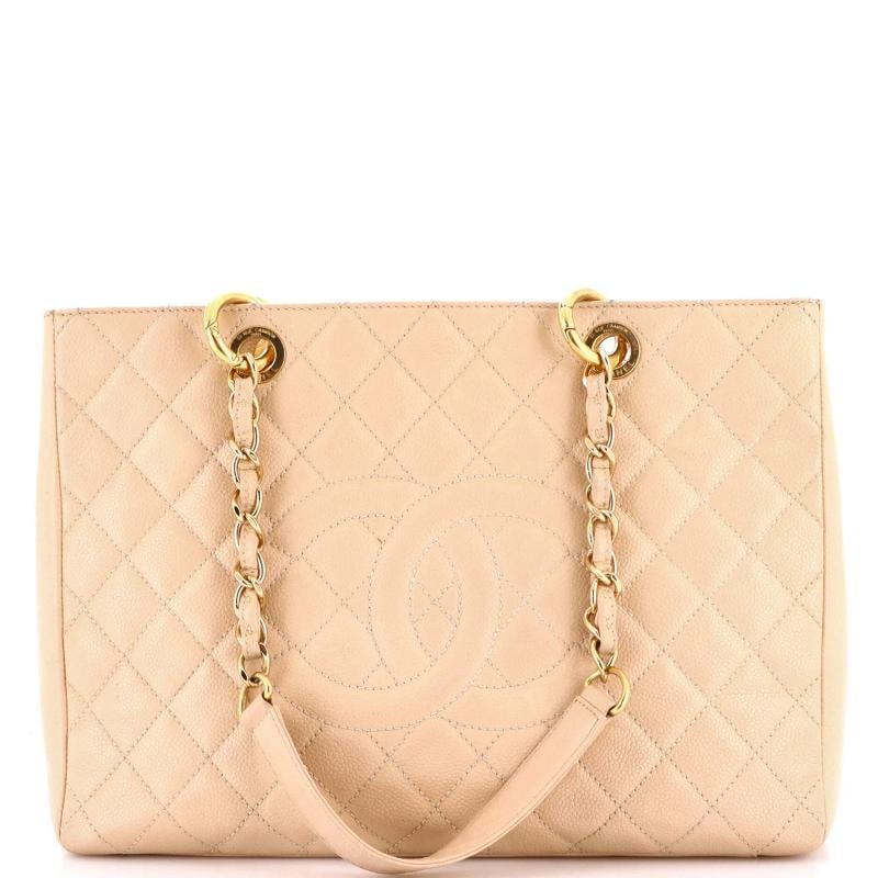 Chanel Grand Shopping Tote Quilted Caviar: Measurements: Handle Drop 9", Height 9.5", Width 13", Depth 5", Strap Drop 9". Condition: Pre-owned - Good,Brand: Chanel,Exterior Material: Leather,Style: Totes,Exterior Color: Neutral,Department: