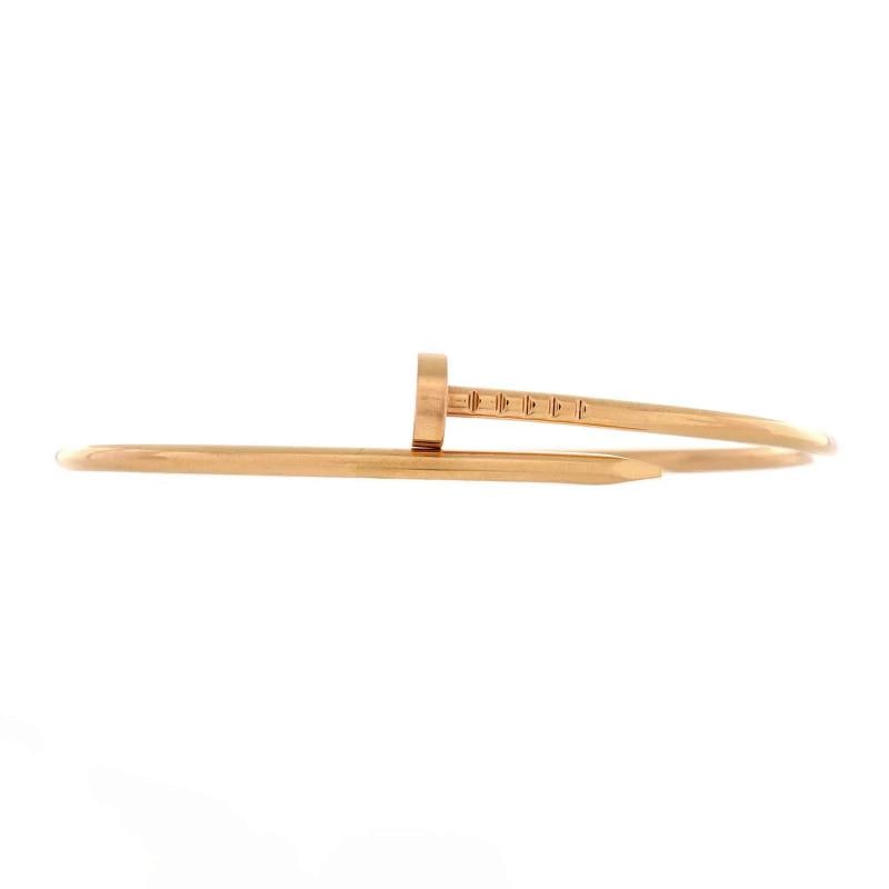 Cartier Juste un Clou Bracelet 18K Rose Gold Small: Measurements: Circumference: 6.60 ", Width: 2.50 mm Condition: Pre-owned - Good,Brand: Cartier,Main Stone: Unknown,Metal: 18K Rose Gold,Metal Purity: 18K,Style: Bracelet,Type: Bracelet,Color: Rose