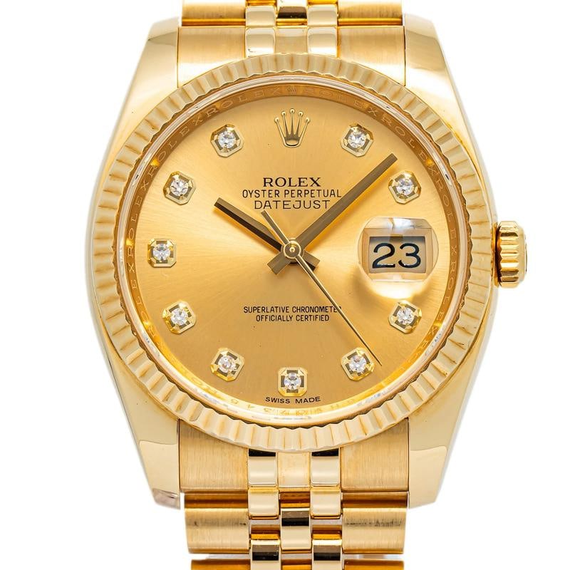 Rolex Datejust 116238 2014 Card Jubilee 18k YG Champagne DiamondDial Unisex 36MM - 2