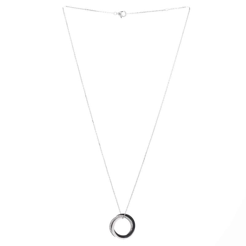 Cartier Trinity Pendant Necklace 18K White Gold with Diamonds and Ceramic Small - 2