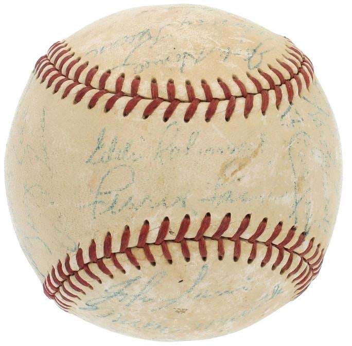 1953 All Star Game Team Signed Baseball Mickey Mantle Satchel Paige JSA COA - 2