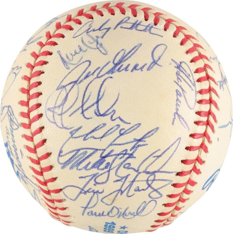 1999 Yankees Team Signed World Series Baseball Derek Jeter Mariano Rivera PSA - 4
