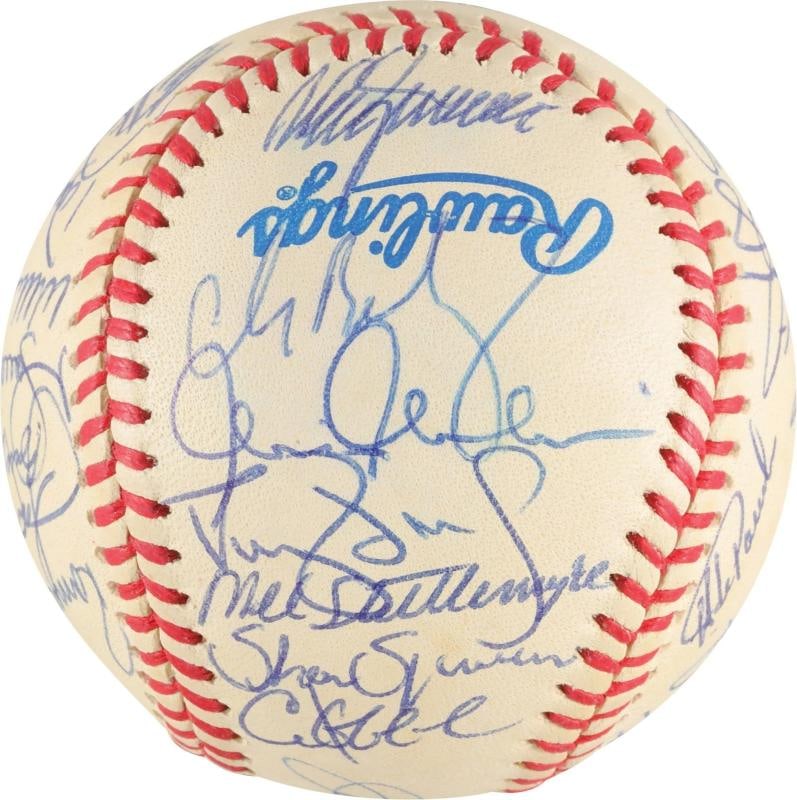 1999 Yankees Team Signed World Series Baseball Derek Jeter Mariano Rivera PSA - 5