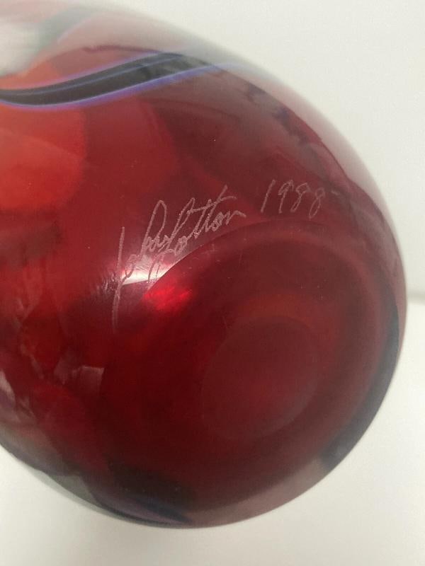 John Lotton Signed Vintage Art Glass Vase~(11"x5") - 6