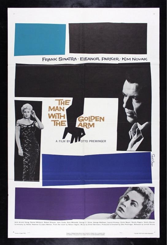 MAN WITH THE GOLDEN ARM SAUL BASS ORIGINAL MOVIE POSTER 1955~(27" x 41"): Object Type: Poster,Original/Reproduction: Original,Industry: Movies,Country of Origin: United States