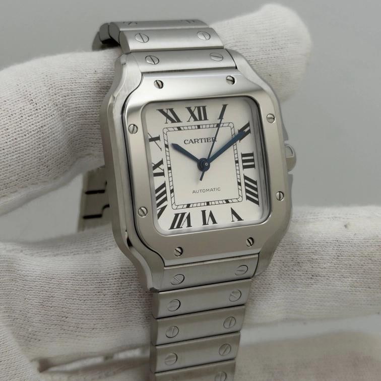 2023 Cartier Santos Medium WSSA0029 4075 35.1 mm Silver Dial Steel Box Papers - 2
