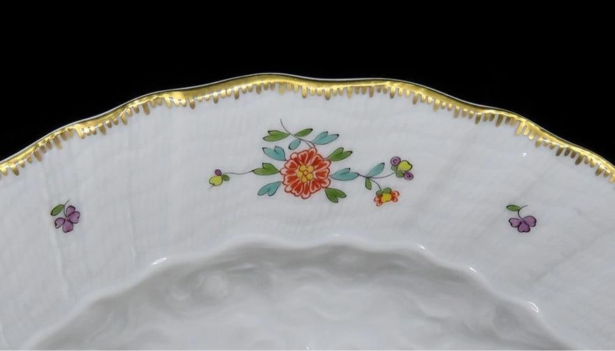 6 Meissen Porcelain Swan Service Indian FLower Branch Salad/Dessert Plates 8" - 4