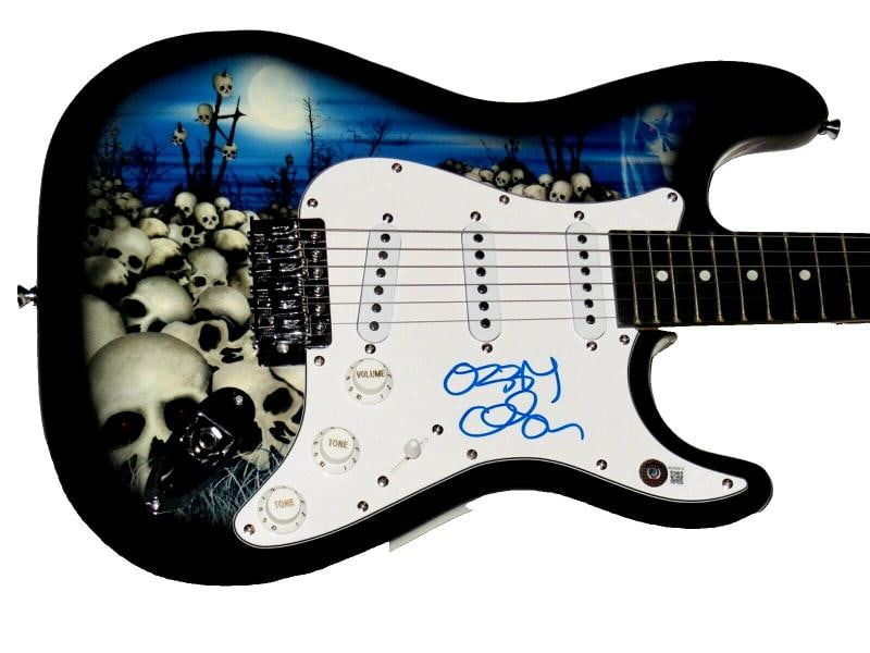 OZZY OSBOURNE Signed Custom Guitar (Beckett COA): Industry: Music,Signed: Yes,Autograph Authentication: Beckett,Object Type: Guitar & Guitar Pick,Original/Reproduction: Original,Country of Origin: United States