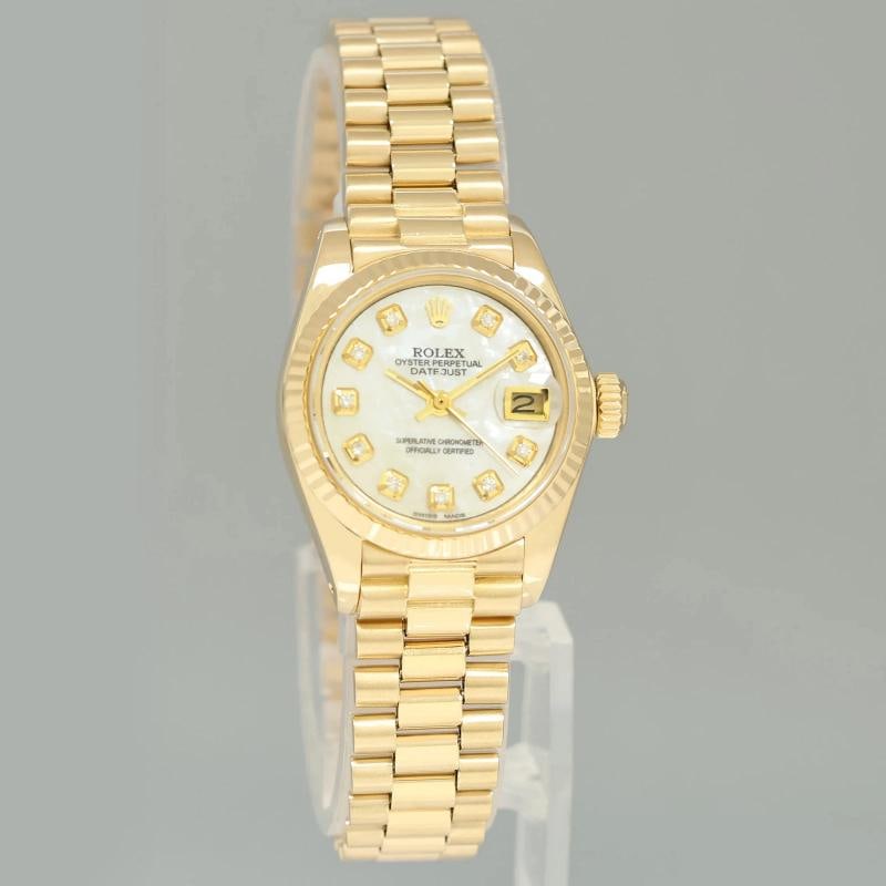 Ladies Rolex DateJust Mother of Pearl Diamond President 26mm 6917 Yellow Gold - 3