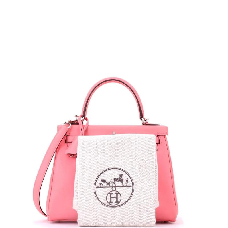Hermes Kelly Handbag Pink Swift with Palladium Hardware 25 - 2