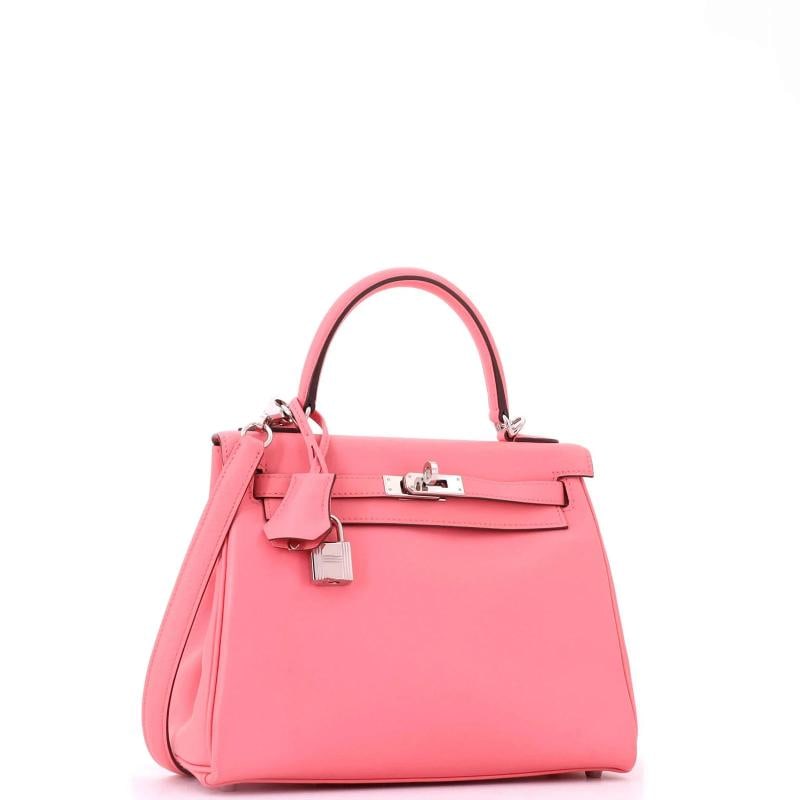 Hermes Kelly Handbag Pink Swift with Palladium Hardware 25 - 3