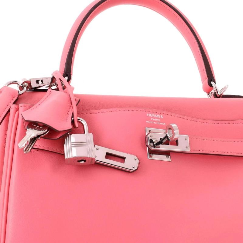 Hermes Kelly Handbag Pink Swift with Palladium Hardware 25 - 7