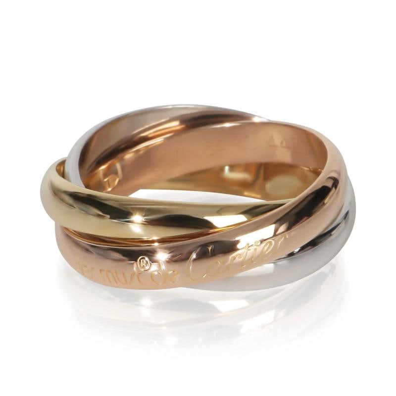 Cartier 3-Tone Gold Les Must de Cartier Trinity Ring: Condition: Pre-owned,Country of Origin: France,Side Stone Type: No Stone,Metal Purity: 18k,With Original Box/Packaging: No,With Papers: No,Gross Weight (grams): 8.51,Department: Unisex,Collection: Les